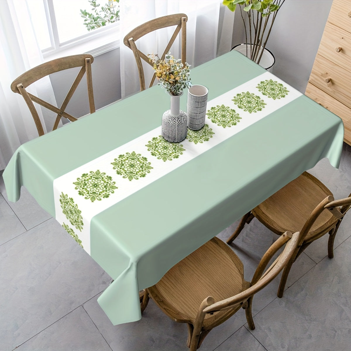 Printed Polyester Tablecloth Waterproof Rectangle Style
