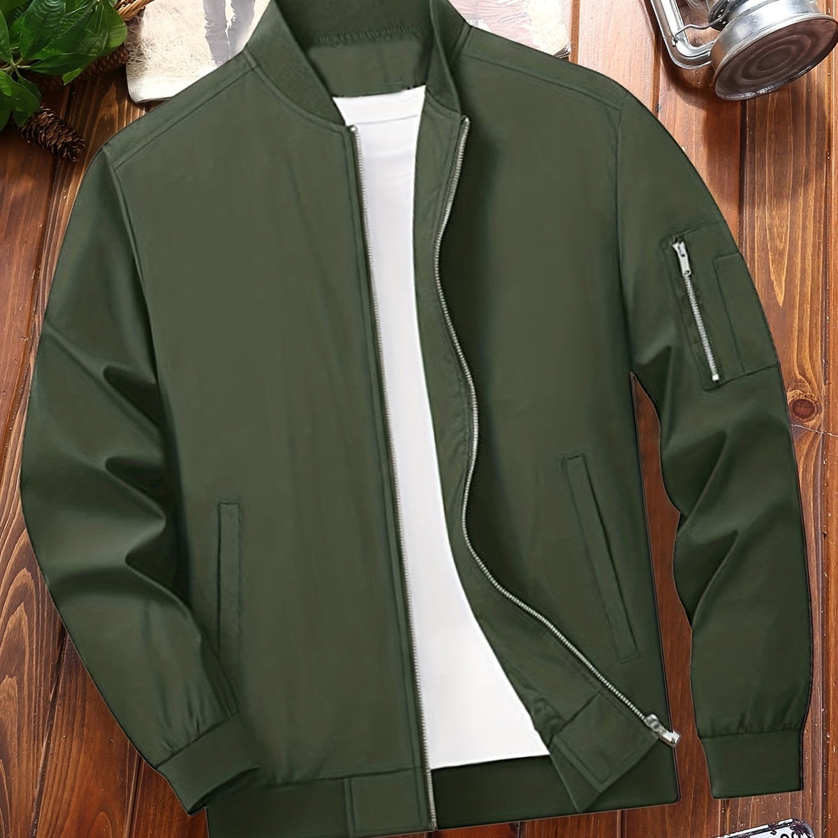 Men's Casual Crew Neck Long Sleeves Jacket Lightweight Windbreaker