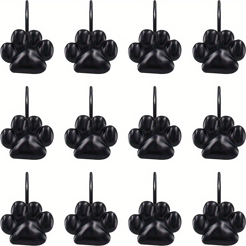 12pcs Paw Print Shower Curtain Hooks - Rust Proof and Fashionable