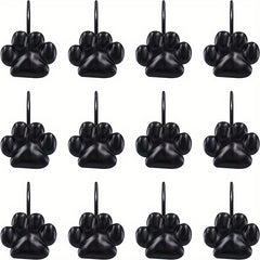 12pcs Paw Print Shower Curtain Hooks - Rust Proof and Fashionable