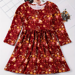 Floral Graphic Princess Dress for Toddlers Girls