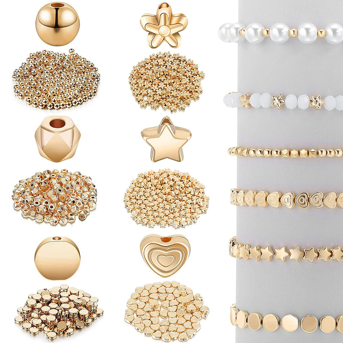 600pcs Mixed Shape Spacer Beads Set for Bracelet Earrings