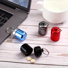 Waterproof Pill Organizer & Metal Pill Holder Keychain