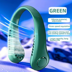 Portable USB Charging Neck Fan Adjustable Neck Width 3-Speed Strong Wind