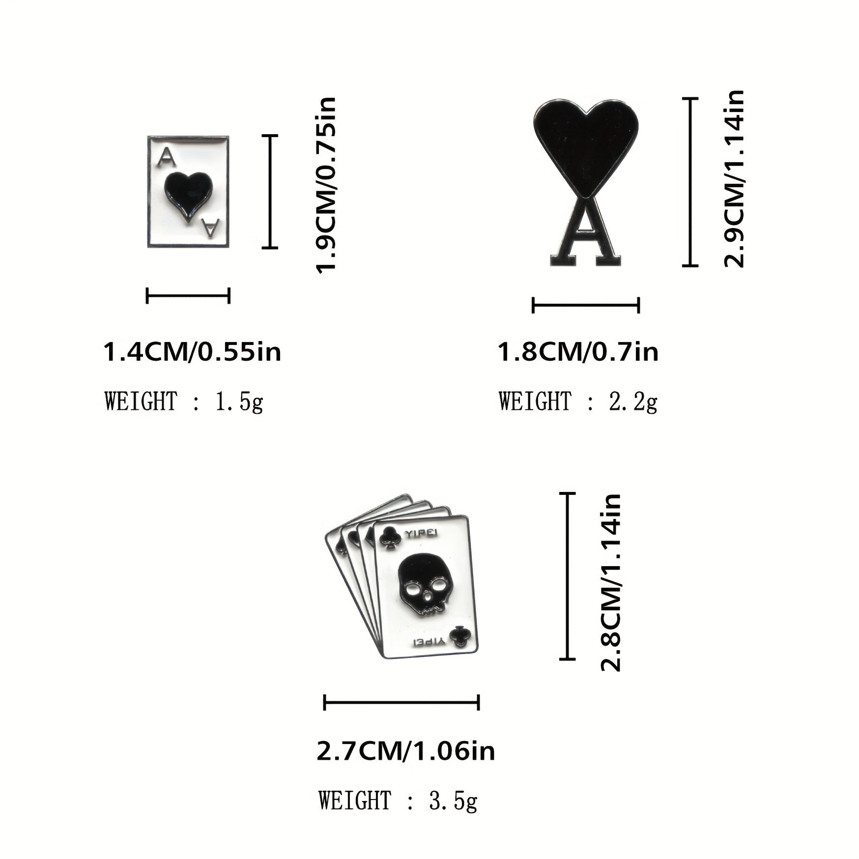 Men's Alloy Poker Brooch for Backpacks Jeans