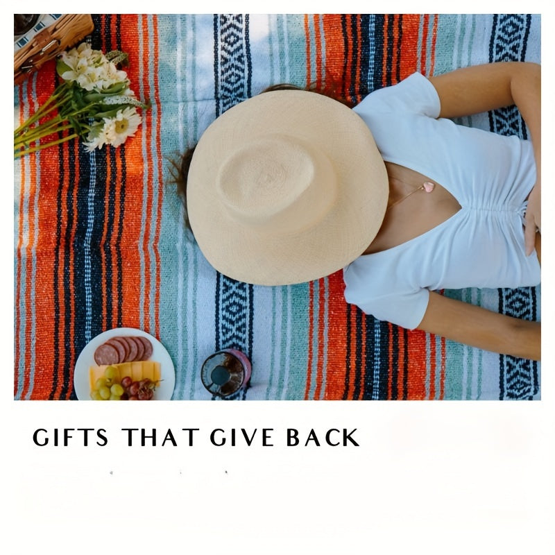 Handwoven Mexican Blanket for Yoga Picnic Camping Equestrian Saddle