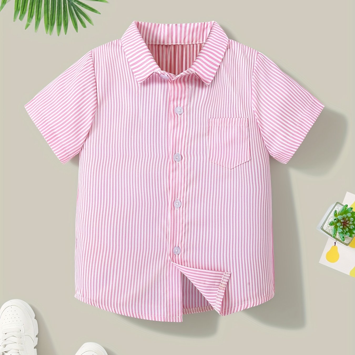 Boys Striped Short Sleeves Shirt Preppy Style for Summer Kids Clothes