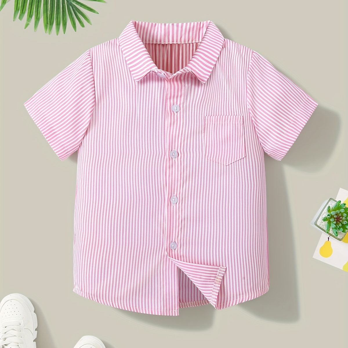 Boys Striped Short Sleeves Shirt Preppy Style for Summer Kids Clothes