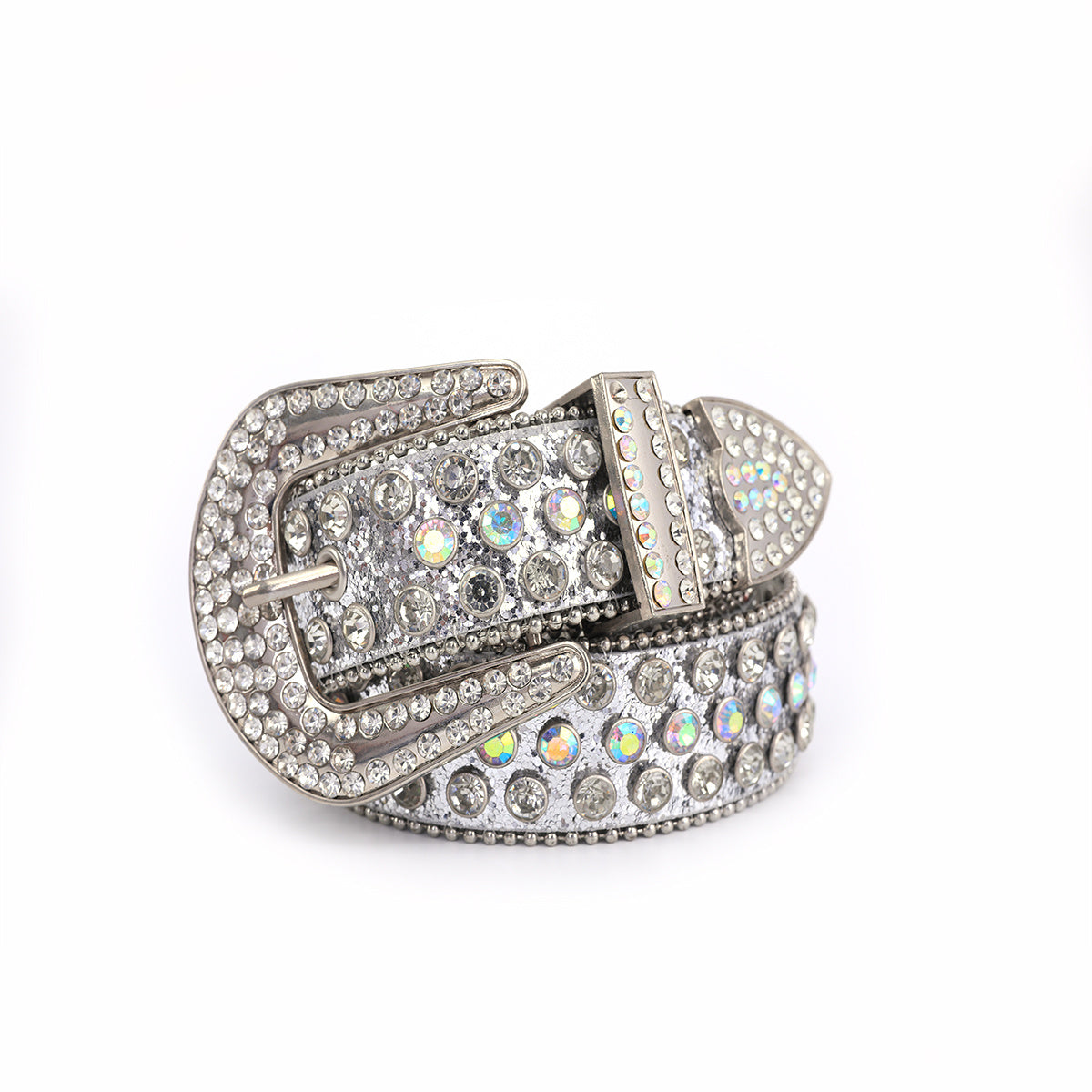 Men Women Rhinestone Belt Western Cowgirl Bling Studded Leather Belt
