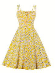  Daisy Print Split Strap A Line Cami Dress