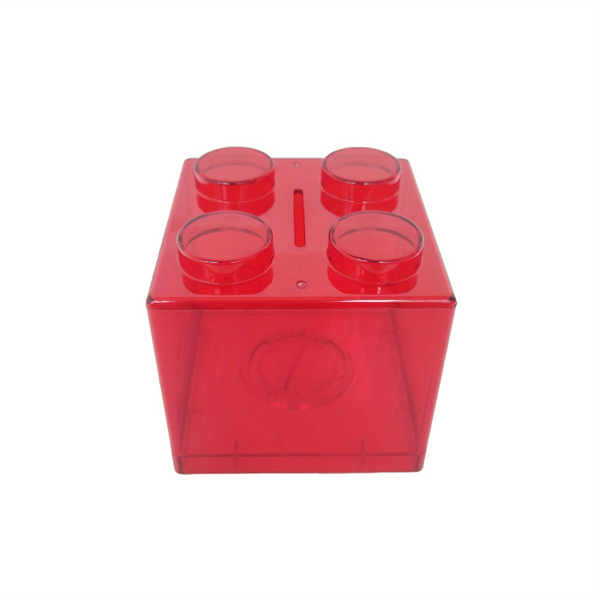 Building Block Storage Box Transparent Piggy Bank 4 Stud Stackable Tabletop