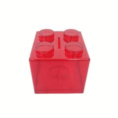 Building Block Storage Box Transparent Piggy Bank 4 Stud Stackable Tabletop