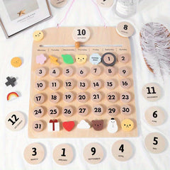 Wooden Calendar Montessori Reusable Magnetic Puzzle Learning Tool