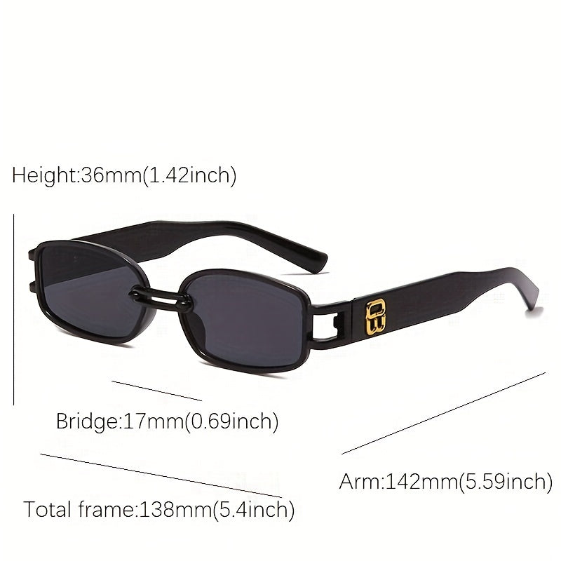 Vintage Rectangle Sunglasses Women 70's Square UV400 Protection Glasses