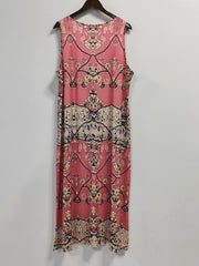  Geometric & Floral Print Tank Dress & Cardigan Set