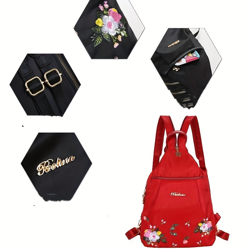 Floral Embroidery Sling Backpack for Women