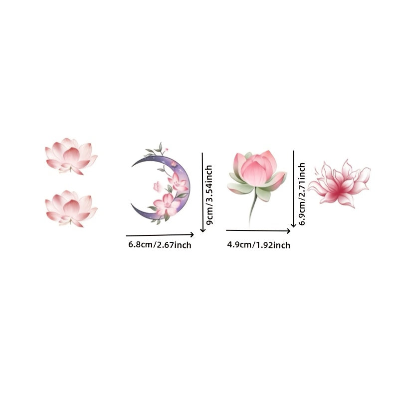 Colorful Lotus Tattoo Stickers Waterproof Temporary Tattoos