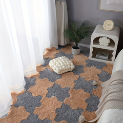 6pcs Interlocking Shaggy Soft Floor Mat Anti-slip Area Rugs
