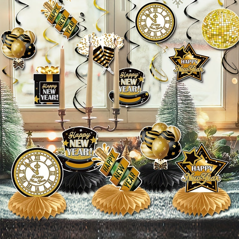 8pcs Happy Year Balloon Honeycomb Ornaments Birthday Party Decor