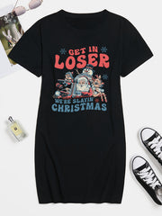  Christmas Casual Dress Women's Plus Slogan & Graphic Print Tee Dress