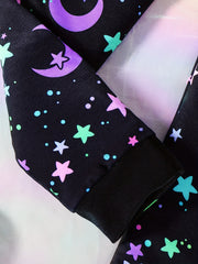Star & Moon Reflective Girl's 2pcs Sweatshirt & Sweatpants Set