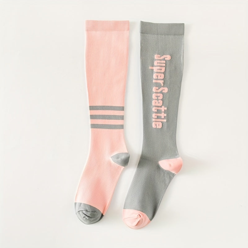 8 Pairs Letter Print Calf Socks All-match Knee High Socks Women Stockings