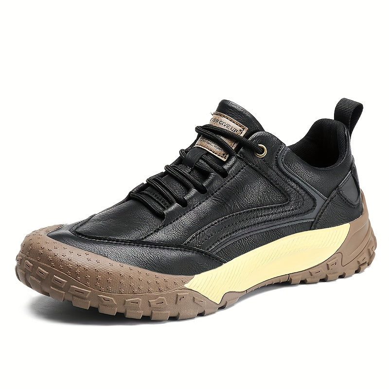 Men's Non Slip PU Leather Shoes Solid Slip On Durable Comfy Sneakers