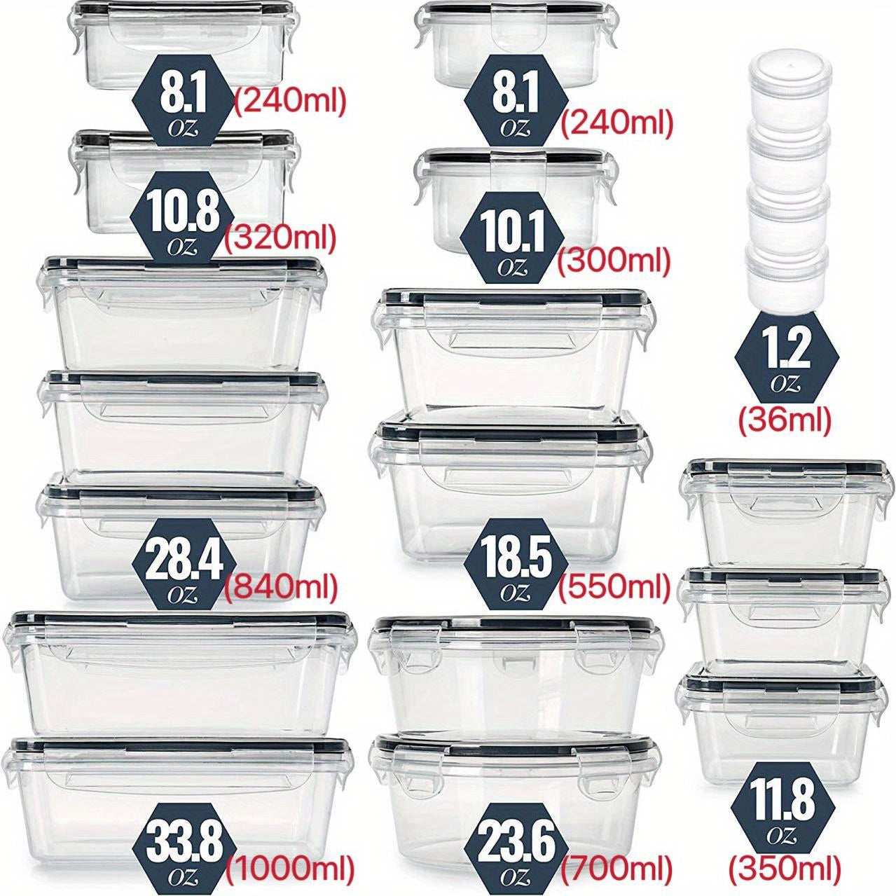 20pcs Large Plastic Food Storage Container With Lid - Fresh Keeping Box