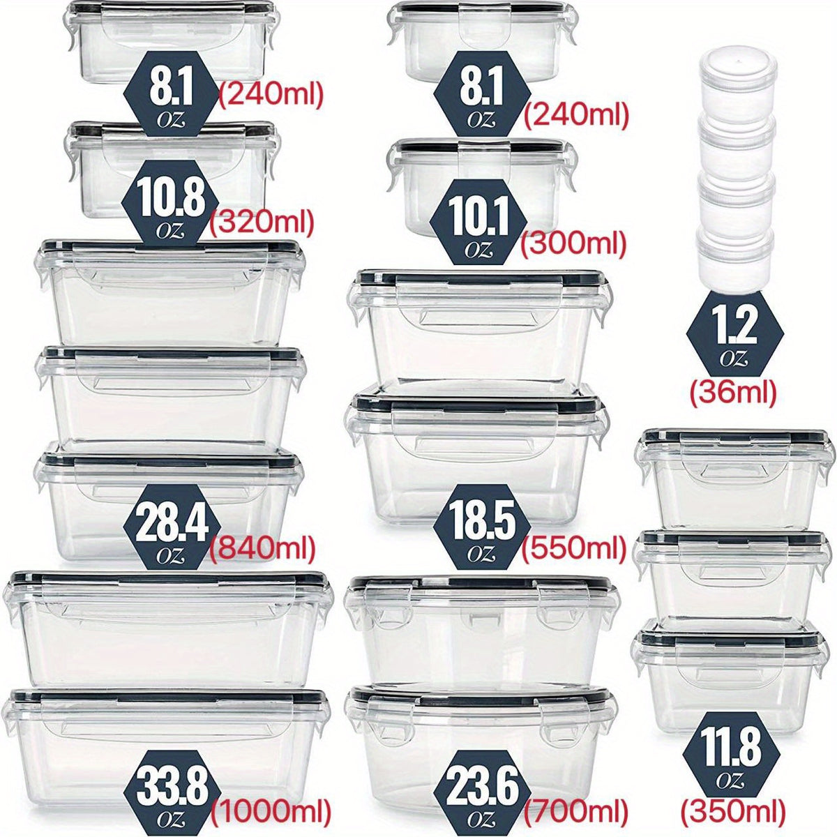 20pcs Large Plastic Food Storage Container With Lid - Fresh Keeping Box