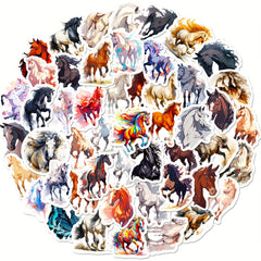 50pcs Cartoon Horse Vinyl Stickers for Laptop Water Bottle