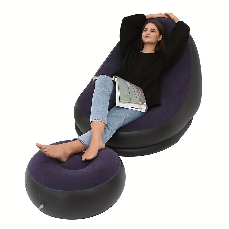 Portable Inflatable Single Sofa Set PVC Flocking Comfortable Lazy Sofa
