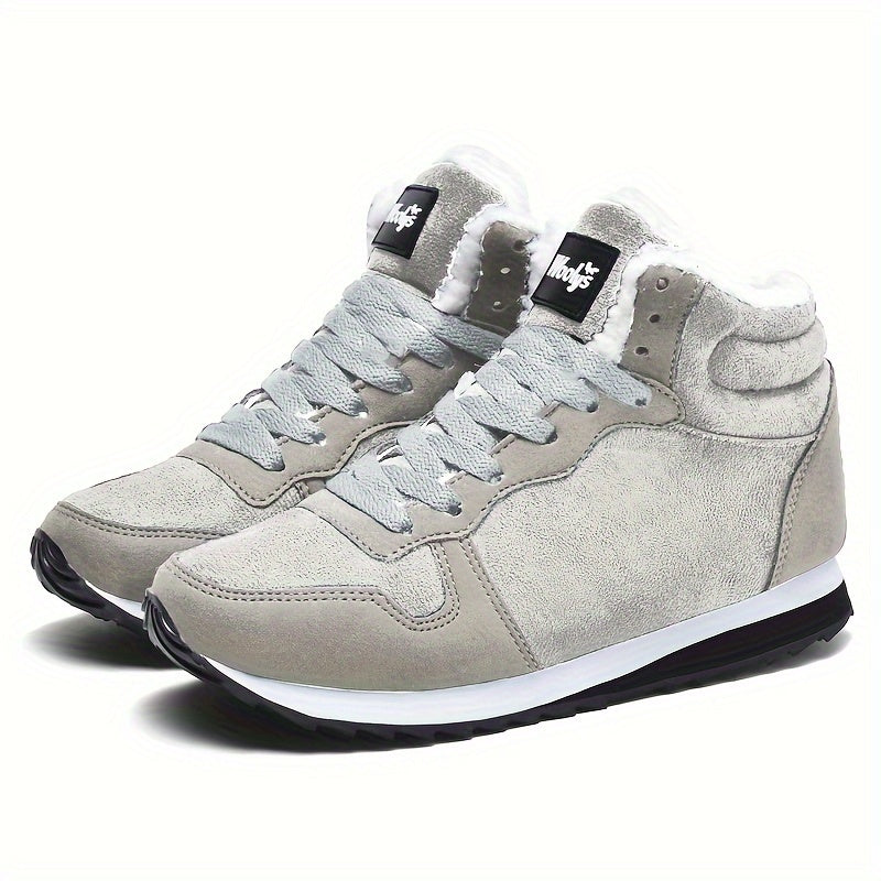Plush Lined Suede Snow Boots Round Toe High Top Non Slip