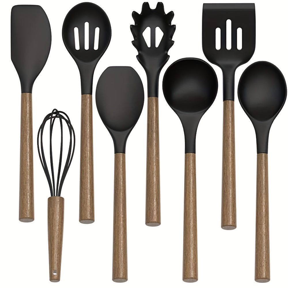 8pcs Silicone Utensil Set Non Stick Cooking Turner Spatula Spoon