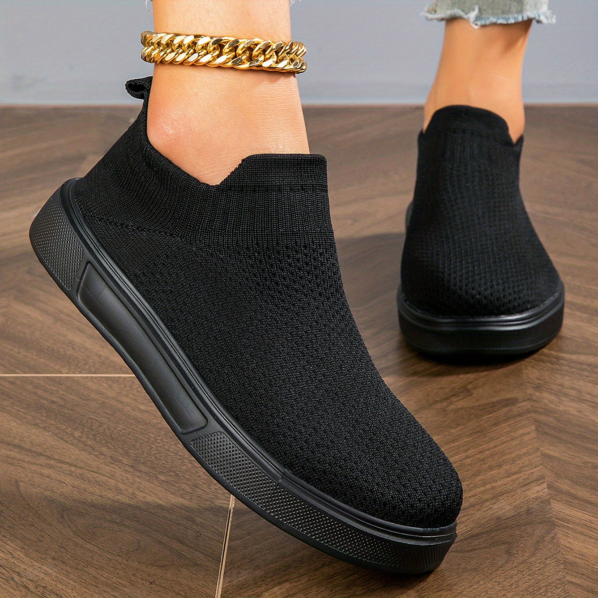 Women's Knit Slip On Sneakers Lightweight Outdoor Shoes