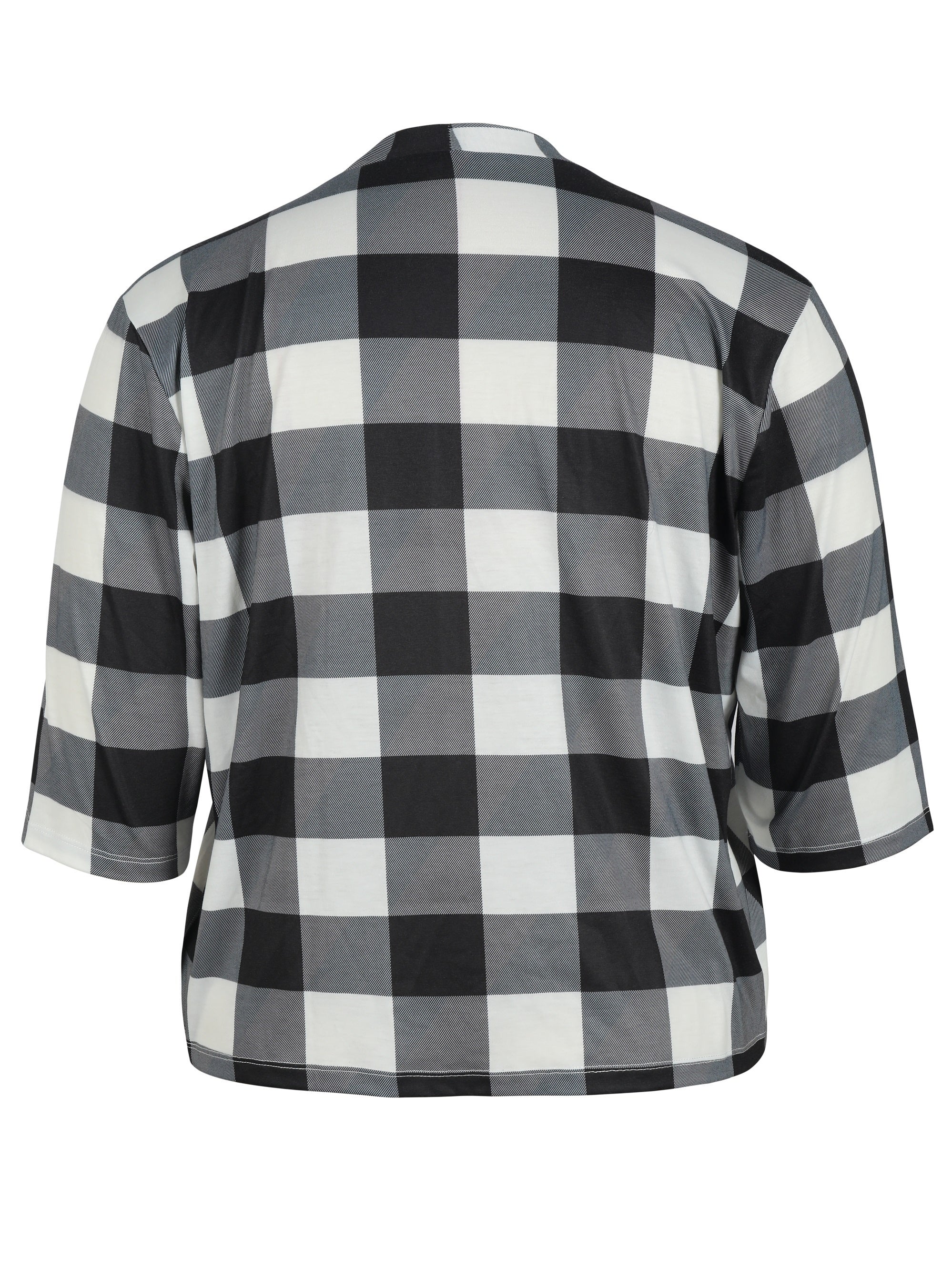  Plaid Print Half Sleeve Open Front Cardigan