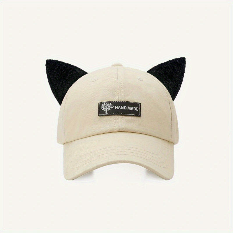 Cat Ears Baseball Cap with Sunglasses - Women's Streetwear Hat