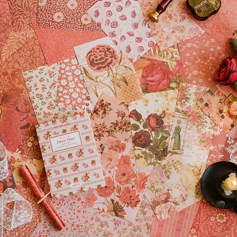 100pcs Plant Flower DIY Decorative Paper Crafting Collage Projects