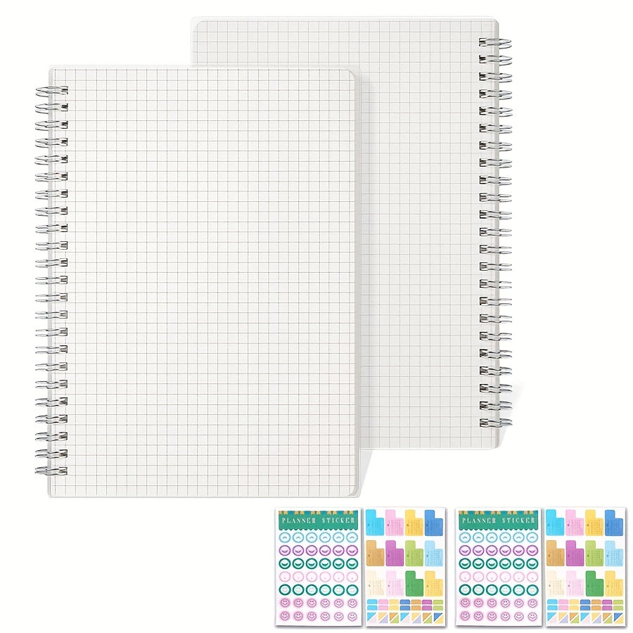 2 Pack A5 Grided Bullet Journals 80 Sheets 100gsm
