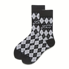 4 Pairs Plaid Crew Socks Women's Stockings Mid Tube Comfy Breathable