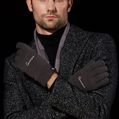 Men's Winter Knit Gloves Double Layer Hand Cover Windproof & Warm Fleece