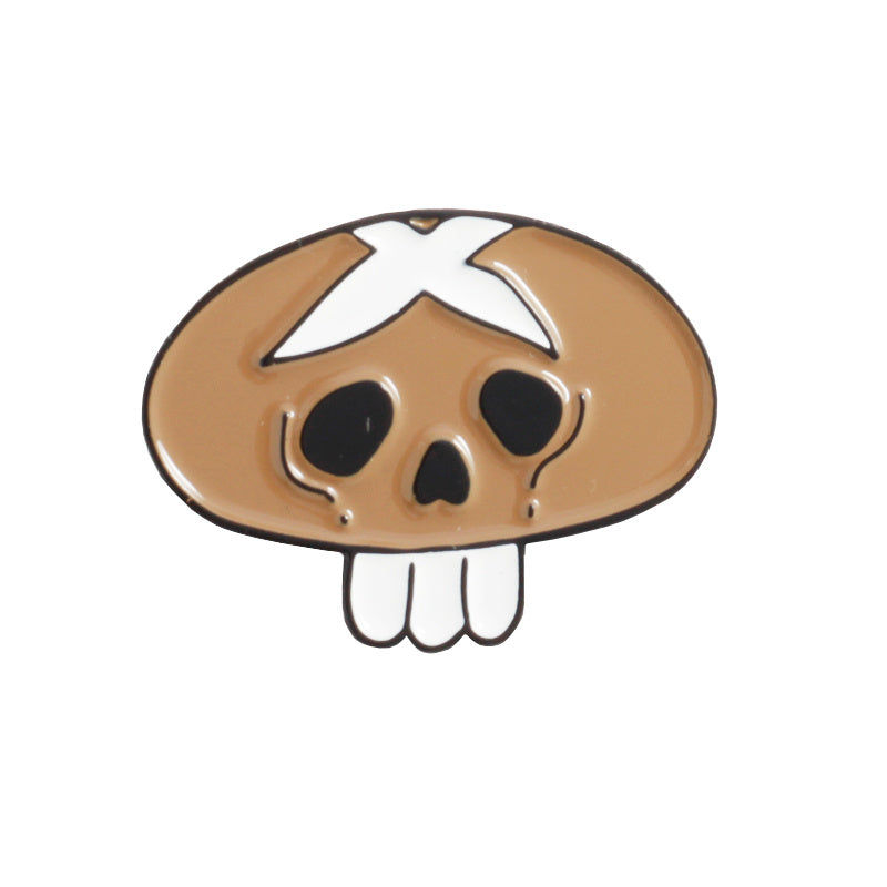 Skull Face Mushroom Brooch