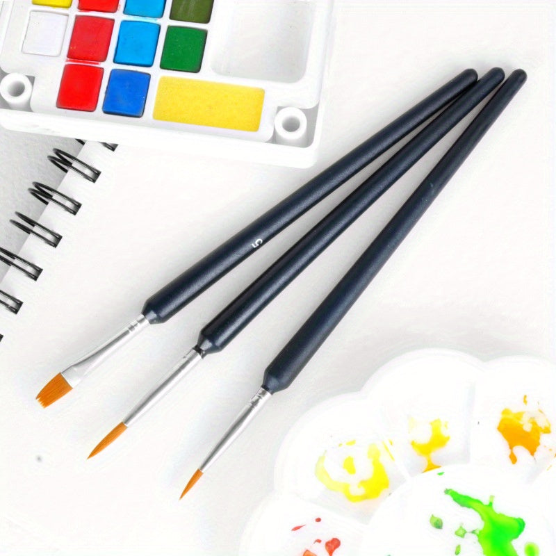 3 Nylon Flat Brushes for Digital Watercolor and Acrylic Painting