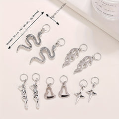 Gothic Style Hair Ring Charm Flame Snake Skeleton Pattern Dreadlock Braid Hair