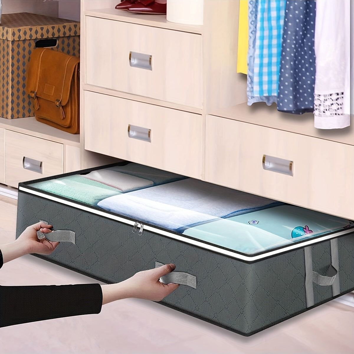 Foldable Quilt Storage Bag Clothes Packing Cube Organizer