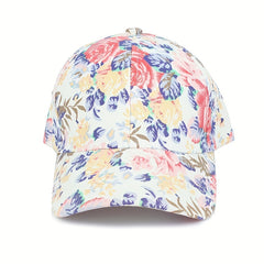 Flower Print Baseball Cap Sunscreen Dad Hat Outdoor Sun Hats Women