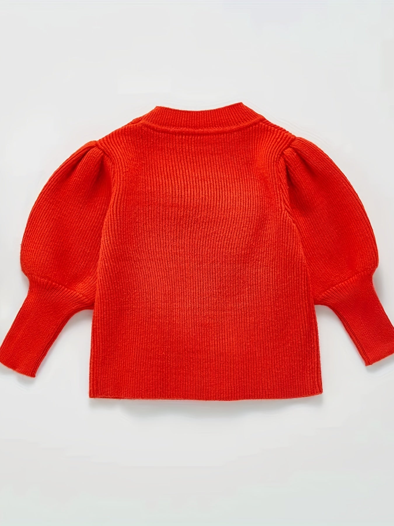 Toddler Girl Knitted Sweater Top Lantern Sleeve Pullover Crew Neck Sweatshirt