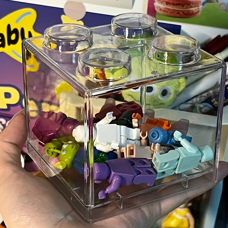 Building Block Storage Box Transparent Piggy Bank 4 Stud Stackable Tabletop