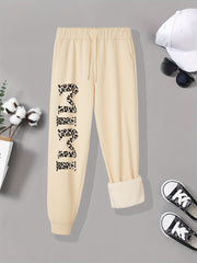Women's Plus Size Leopard Letter Print Joggers