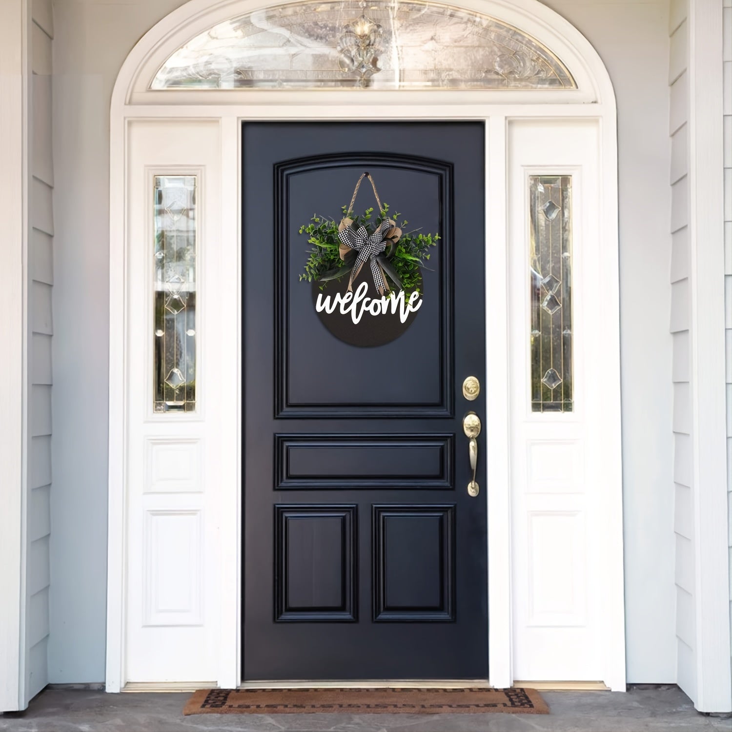 Hello Front Door Round Wooden Sign Hanging Welcome Sign Farmhouse Porch Spring