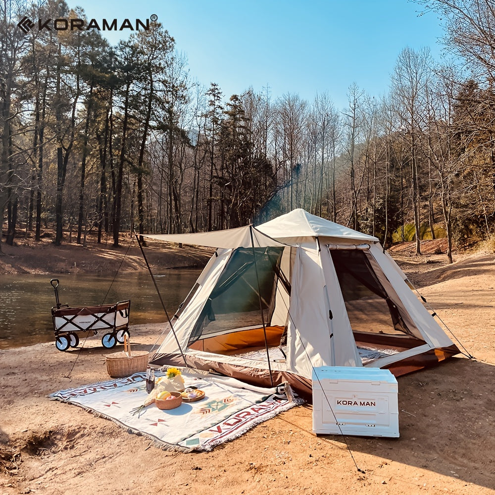 KORAMAN 3-4 Person Camping Tent Water Resistant & Easy Set Up